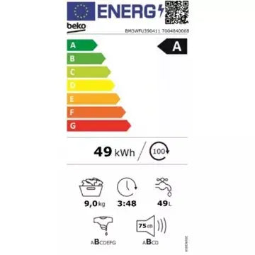 Lave linge hublot BEKO BM3WFU390411 Energy Spin