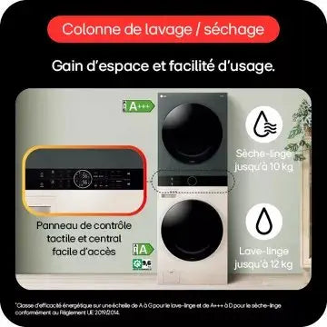 Lave linge séchant hublot LG F214WT8GRBE Washtower