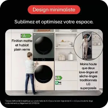 Lave linge séchant hublot LG F214WT8GRBE Washtower