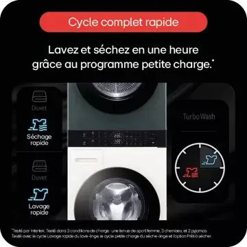 Lave linge séchant hublot LG F214WT8GRBE Washtower