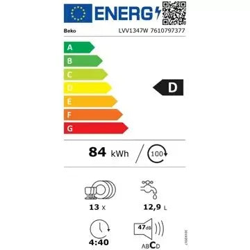 Lave vaisselle 60 cm BEKO LVV1347W