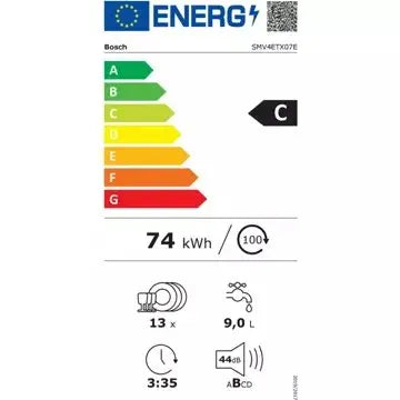 Lave vaisselle encastrable BOSCH SMV4ETX07E Serenity Série 4 Silence Plus
