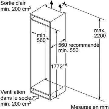 Réfrigérateur combiné encastrable BOSCH KIV86NSE0