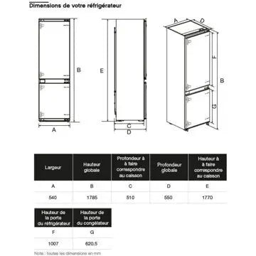 Réfrigérateur combiné encastrable ESSENTIELB ERCVI180-55mi
