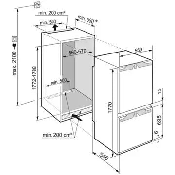 Réfrigérateur combiné encastrable LIEBHERR ICBNE5123-20 BioFresh