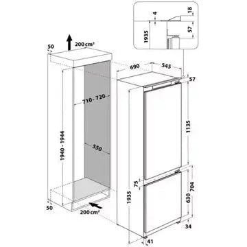 Réfrigérateur combiné encastrable WHIRLPOOL SP408102FR