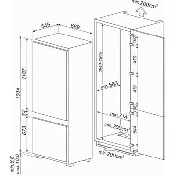 Réfrigérateur combiné encastrable SMEG C475VE