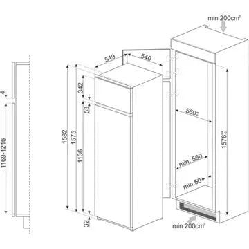 Réfrigérateur combiné encastrable SMEG D4152E