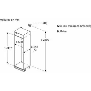 Réfrigérateur combiné encastrable 							BOSCH				KIN96NSE0 Série 2, XL, accentLine