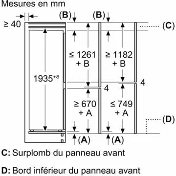 Réfrigérateur combiné encastrable 							BOSCH				KIN96NSE0 Série 2, XL, accentLine