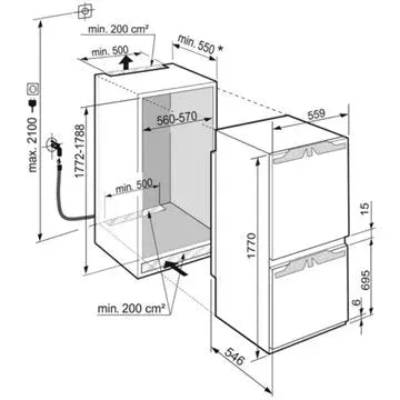 Réfrigérateur combiné encastrable 							LIEBHERR				ICBND5163-20 BioFresh