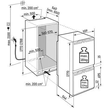 Réfrigérateur combiné encastrable 							LIEBHERR				ICBNdi5163-22 Biofresh