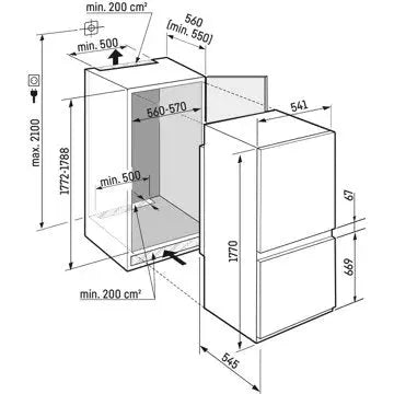 Réfrigérateur combiné encastrable 	LIEBHERR	ICSE1783-2